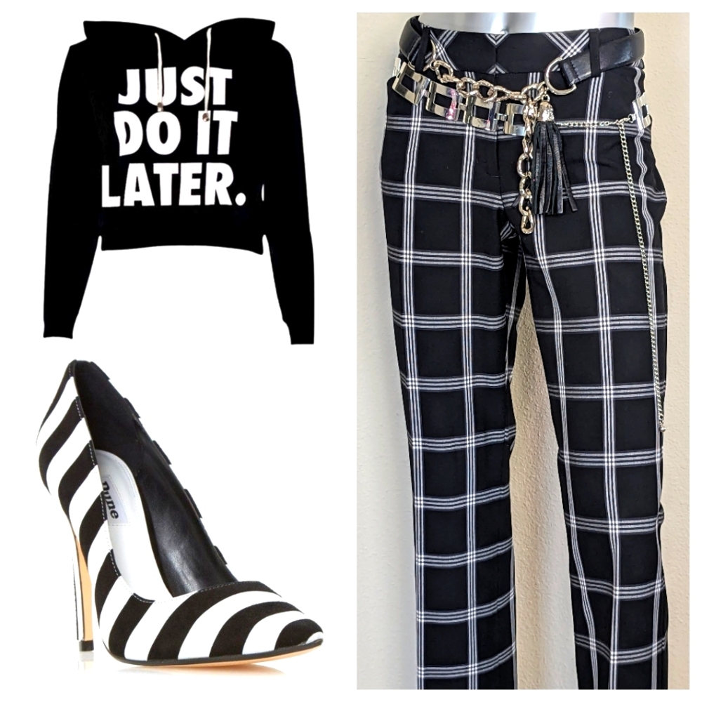 VinTage Y2K Low Rise Plaid Hip-Huggers Hippie Boot Cut Trouser
